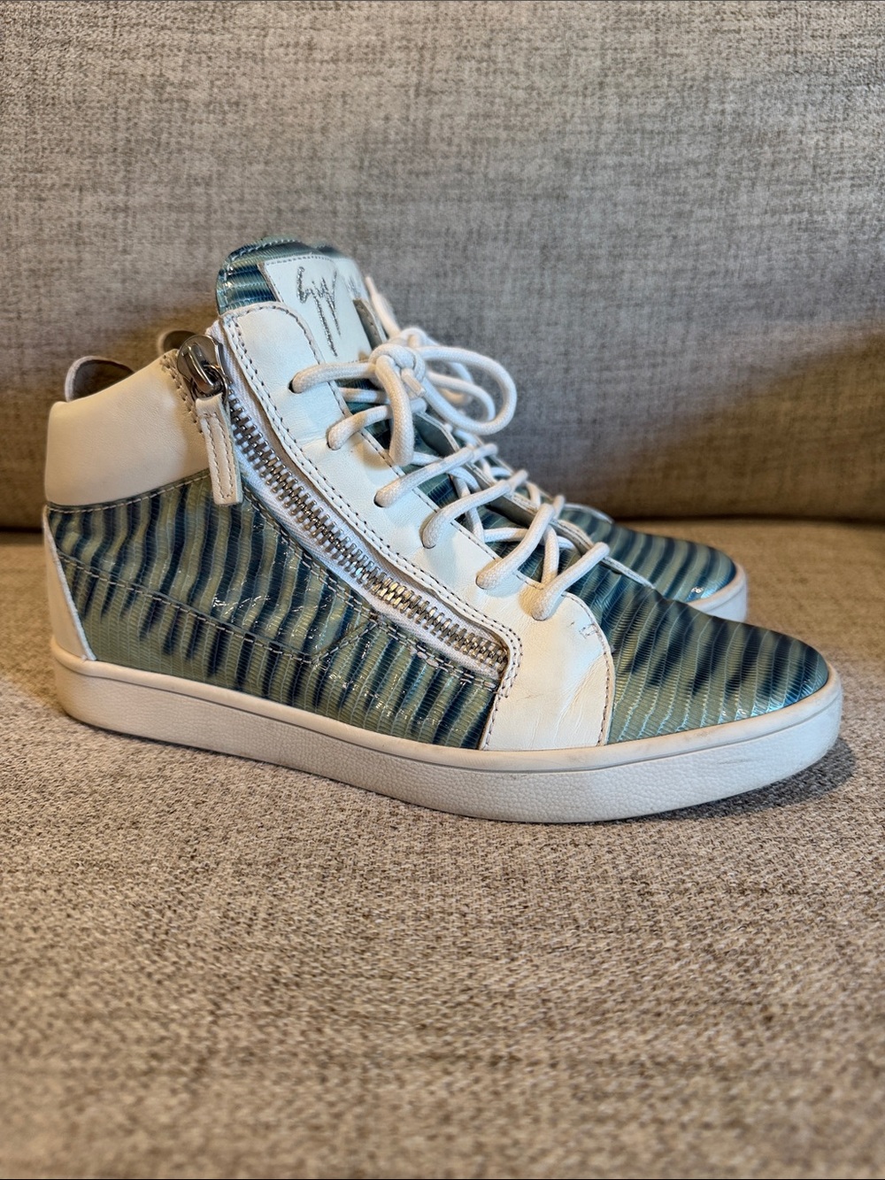 Giuseppe Zanotti Blue/white Patents Mid Trainers size 38 Used